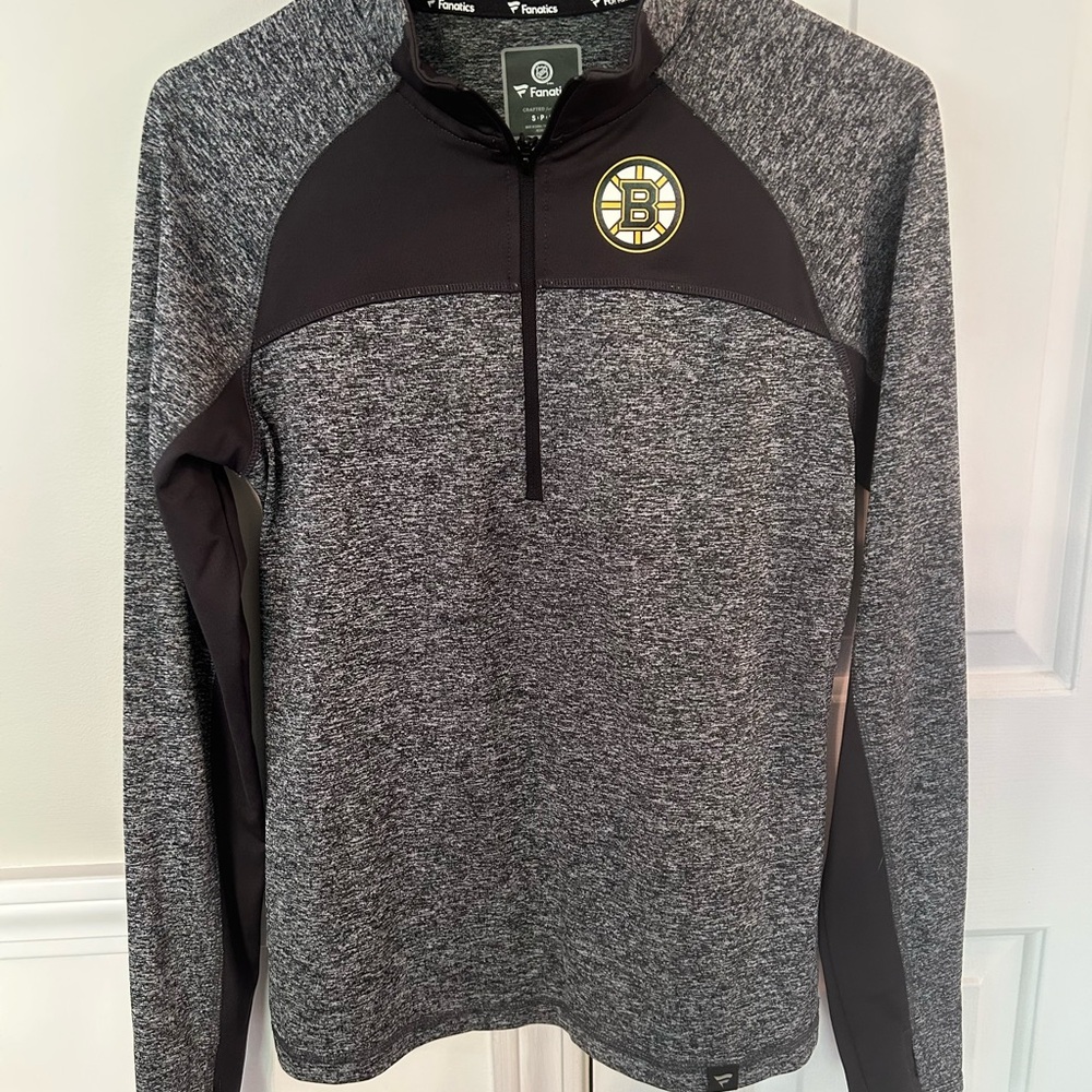 Fanatics Bruins Heather Gray Quarter-Zip Pullover